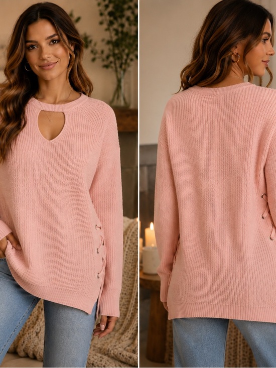 Pink Rose Sweaters - Pink Rose Blush Crew Neck Sweater